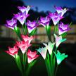 kooper 4 pack outdoor solar garden lights with bigger lily flowers, 7 color changing waterproof pathway decoration - enhanced solar panel for patio yard landscaping logo