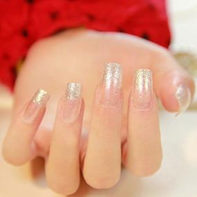 img 4 attached to Get Glamorous With LIARTY'S 24Pcs Silver Glitter French False Nails Kit