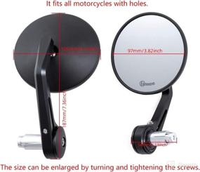 img 1 attached to Evomosa Motorcycle Handlebar End Mirrors: High-Quality Aluminum Alloy Rearview Mirror for Universal Fit (black2)