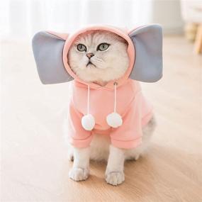 img 3 attached to 🐘 ROZKITCH Pink Elephant Dog Halloween Costume - Pet Coat for Small Medium Large Cat. Funny Christmas Cosplay Party Decoration Winter Apparel Pajamas Hoodie Clothes with Big Ears Soft Ball for Kitten Puppy