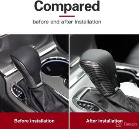 img 3 attached to 🚙 CheroCar Carbon Fiber Grain Gear Shift Knob Trim Set for 2017-2020 Jeep Grand Cherokee, Interior Accessories, Pack of 2