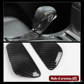 img 2 attached to 🚙 CheroCar Carbon Fiber Grain Gear Shift Knob Trim Set for 2017-2020 Jeep Grand Cherokee, Interior Accessories, Pack of 2