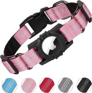 🐶 feeyar reflective apple airtag dog collar: adjustable & durable collar with integrated air tag holder - perfect for small, medium, and large dogs logo