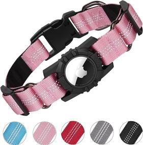 img 4 attached to 🐶 FEEYAR Reflective Apple AirTag Dog Collar: Adjustable & Durable Collar with Integrated Air Tag Holder - Perfect for Small, Medium, and Large Dogs