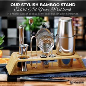 img 3 attached to 🍹 Premium 12-Piece Cocktail Shaker Set with Bamboo Stand | Includes 18oz & 28oz Weighted Shakers | High-Quality Stainless Steel 304 Bar Tools for Home or Bar – Ultimate Bartending Mixing Kit