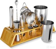 🍹 premium 12-piece cocktail shaker set with bamboo stand | includes 18oz & 28oz weighted shakers | high-quality stainless steel 304 bar tools for home or bar – ultimate bartending mixing kit logo