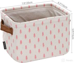 img 3 attached to 📦 Sea Team Collapsible Small Canvas Fabric Storage Basket with Handles, Square Mini Storage Box, Cube - Stylish and Functional Organization Solution for Nursery, Home, Office - Set of 4 in Pink