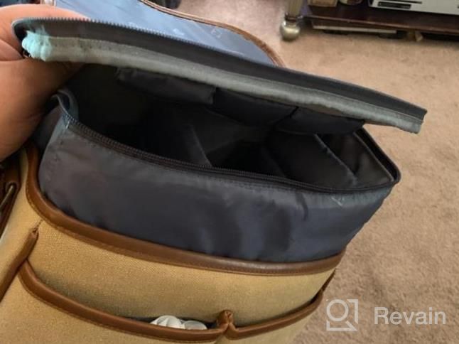 img 1 attached to Classic Camera Bag, Evecase Large Canvas Messenger SLR/DSLR Shoulder Case With Leather Trim, Tablet Compartment And Removable Insert For Mirrorless, Micro 4/3, Compact System, High Zoom Digital Camera review by Cornelius Reeves
