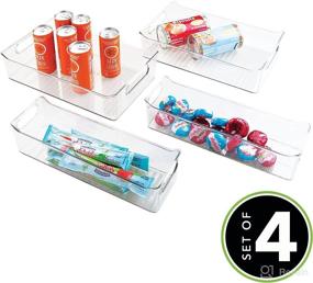 img 3 attached to 🍱 mDesign Clear Plastic Food Storage Bins with Handles - Set of 4 for Kitchen Pantry Cabinet, Refrigerator or Freezer - Organizers for Fruits, Yogurts, Drinks, Snacks, Pastas, Condiments