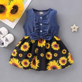 img 3 attached to Toddler Girl Outfits Sunflower Princess Dresses Denim Summer Sleeveless Jean Tutu Skirts Girls Kucnuzki