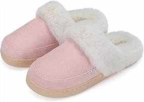 img 4 attached to Suede House Slippers For Women And Men: Fuzzy Slip-Ons With Faux Fur Lining, Rubber Sole For Indoor/Outdoor Comfort