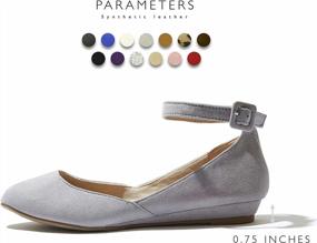 img 3 attached to Women'S Low Wedge Flat Shoes With Adjustable Ankle Strap Buckle And Pointed Toe - DailyShoes