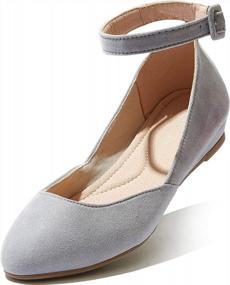 img 4 attached to Women'S Low Wedge Flat Shoes With Adjustable Ankle Strap Buckle And Pointed Toe - DailyShoes