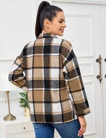 img 2 attached to Women'S Fall Plaid Flannel Shirt Shacket Jacket - Flygo Color Block Button Down Tops