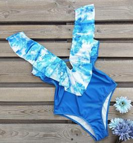 img 2 attached to Get Beach-Ready With SPORLIKE Women'S V-Neck Monokini Swimsuit With Ruffle Detailing And Padded Cups