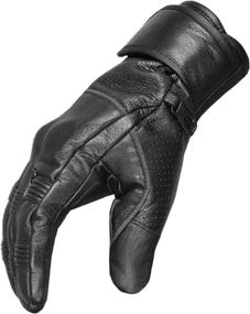 img 1 attached to XL Men's Motorcycle Premium Leather Gel Padded Palm Street Cruiser Biker Gloves - Protection & Comfort