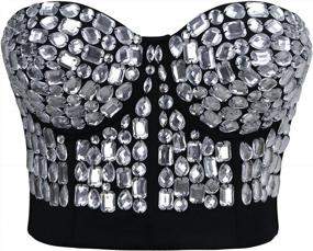 img 4 attached to Punk Rhinestone Bustier Crop Top Push-Up Bra For Women - Ideal For Clubwear And Partywear