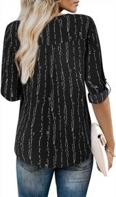 img 2 attached to Chic And Trendy: Youtalia Women'S Printed V-Neck Blouse With Cuffed Sleeves