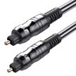 jyft digital audio toslink cable 3ft, 24k gold plated connectors for home theater sound bar tv ps4 xbox playstation s/pdif port logo