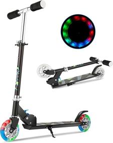 img 4 attached to Foldable Scooter For Kids Ages 6-12 With LED Light-Up Wheels - Hikole Kick Scooter With Adjustable Height - Perfect Birthday Gift For Boys And Girls