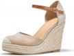 fisace womens summer espadrille heel platform wedge sandals ankle buckle strap closed toe shoes logo