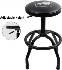 img 1 attached to Adjustable Height Swivel Garage Bar Stool By Eisen EST3 For Industrial Workshops, Auto Repair Shops And More - Sleek Black Mechanics Stool