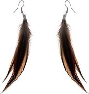 lureme bohemian style brown feathers dangle earrings for women and girls (02004756-2) logo