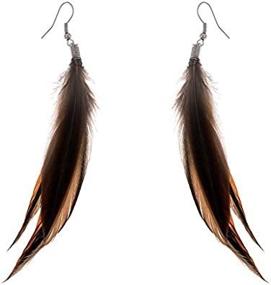 img 1 attached to Lureme Bohemian Style Brown Feathers Dangle Earrings For Women And Girls (02004756-2)