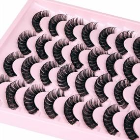 img 2 attached to Get The Perfect Look With JIMIRE'S Russian Strip Volume Eyelashes In Wispy Fluffy DD Curl - Natural Lashes Pack Of 16 Pairs