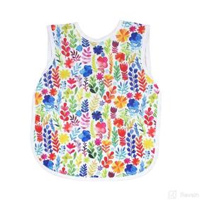 img 4 attached to BapronBaby Rainbow Watercolor Floral Bapron - The Perfect Waterproof Stain Resistant Bib for Babies and Toddlers - Machine Washable - Size 6m to 5yr