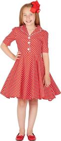 img 2 attached to BlackButterfly Sabrina Vintage Polka Midnight Girls' Clothing : Dresses