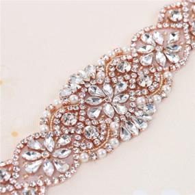 img 1 attached to Rose Gold Wedding Bridal Sash Crystal Rhinestone Belt With Pearls Beaded Applique Sewn Iron On For Formal Gown Dress