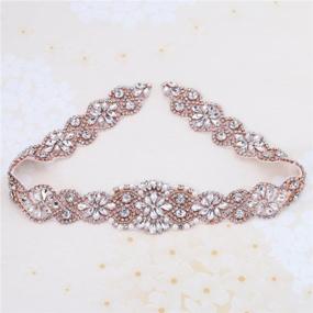 img 4 attached to Rose Gold Wedding Bridal Sash Crystal Rhinestone Belt With Pearls Beaded Applique Sewn Iron On For Formal Gown Dress
