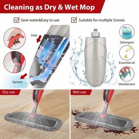 img 2 attached to 🧹 Efficient Spray Mop for Floor Cleaning, Tsmine Microfiber, 8 Pads & 550ML Refillable Bottle for Household Hardwood, Laminate, Tile