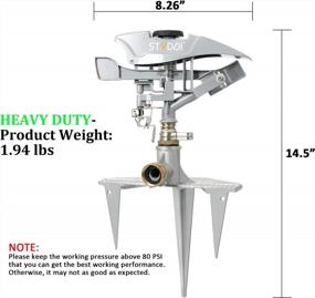 img 3 attached to Сверхмощный пульсирующий спринклер с металлическим тройным шипом для больших газонов и садов - регулируемый, профессиональный круговой спринклер с 3-зубчатым ступенчатым шипом от STYDDI