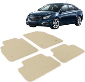 img 3 attached to IKON MOTORSPORTS, Floor Mat Set Compatible With 2008-2016 Chevrolet Cruze, Factory Fitment Beige Nylon Front & Rear Car Floor Mats Liners, Replacement Carpets 4PCS