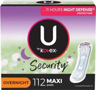 u by kotex security maxi overnight unscented feminine pads, 112 count (4 packs of 28) - packaging may vary logo