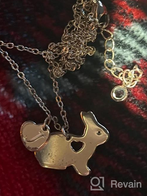 img 1 attached to 🐰 Yoosteel Bunny Gifts: 14K Rose Gold Plated Heart Initial Necklace - Engraved Love Heart - Cute Animal Bunny Necklaces for Kids Girls - Daughter Toddlers Jewelry review by Jackquell Cash