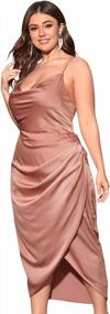 img 4 attached to Floerns Women'S Plus Size Satin Spaghetti Strap Cowl Neck Wrap Cocktail Dress