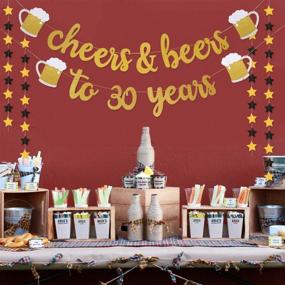 img 3 attached to 🎉 30th Birthday Party Decorations - 30th Birthday Gifts - Celebrate 30 Years Gold Glitter Banner - 30th Anniversary Party Supplies for Him / Her, Cheers & Beers Themed Decoration, Ideal for 30th Wedding Anniversary Celebration