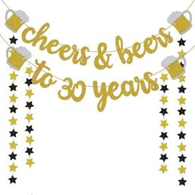 img 4 attached to 🎉 30th Birthday Party Decorations - 30th Birthday Gifts - Celebrate 30 Years Gold Glitter Banner - 30th Anniversary Party Supplies for Him / Her, Cheers & Beers Themed Decoration, Ideal for 30th Wedding Anniversary Celebration