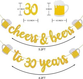 img 2 attached to 🎉 30th Birthday Party Decorations - 30th Birthday Gifts - Celebrate 30 Years Gold Glitter Banner - 30th Anniversary Party Supplies for Him / Her, Cheers & Beers Themed Decoration, Ideal for 30th Wedding Anniversary Celebration