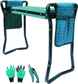 img 4 attached to Garden Kneeler & Stool Foldable Garden Seat For Storage EVA Foam Heavy Duty And Lightweight Gardening Yard Tools Great For Gardening Gifts For Women Bench Comes With Tool Pouch And Gloves WS1