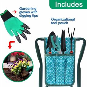 img 1 attached to Garden Kneeler & Stool Foldable Garden Seat For Storage EVA Foam Heavy Duty And Lightweight Gardening Yard Tools Great For Gardening Gifts For Women Bench Comes With Tool Pouch And Gloves WS1