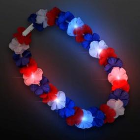 img 1 attached to Light Up Your Luau With A Set Of 12 Red, White & Blue Hawaiian Leis