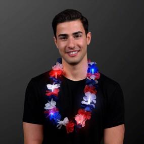 img 2 attached to Light Up Your Luau With A Set Of 12 Red, White & Blue Hawaiian Leis