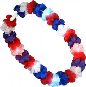 img 4 attached to Light Up Your Luau With A Set Of 12 Red, White & Blue Hawaiian Leis