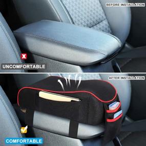 img 2 attached to 🚗 LINGSFIRE Car Center Console Armrest Cover with Memory Foam Cushion, Soft Breathable Pad, Phone Holder Storage Bag - Universal Fit for Most Cars