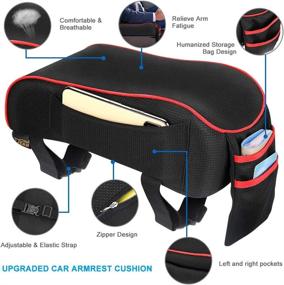 img 1 attached to 🚗 LINGSFIRE Car Center Console Armrest Cover with Memory Foam Cushion, Soft Breathable Pad, Phone Holder Storage Bag - Universal Fit for Most Cars