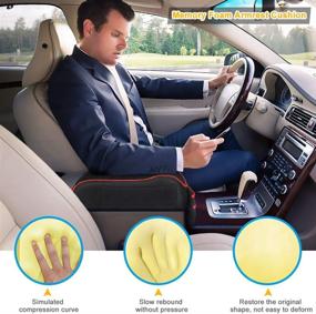 img 3 attached to 🚗 LINGSFIRE Car Center Console Armrest Cover with Memory Foam Cushion, Soft Breathable Pad, Phone Holder Storage Bag - Universal Fit for Most Cars